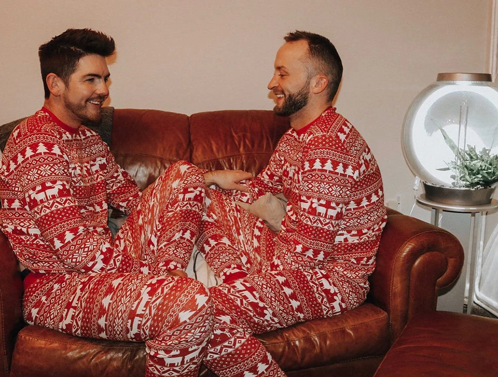 Men Family Matching Pajama Set Soft Knit Sleepwear