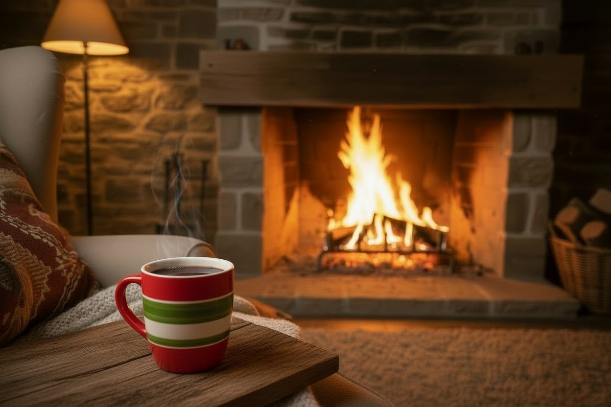 add in a cup of hot cocoa no whipped cream no marshmallows in a red cup with green stripes